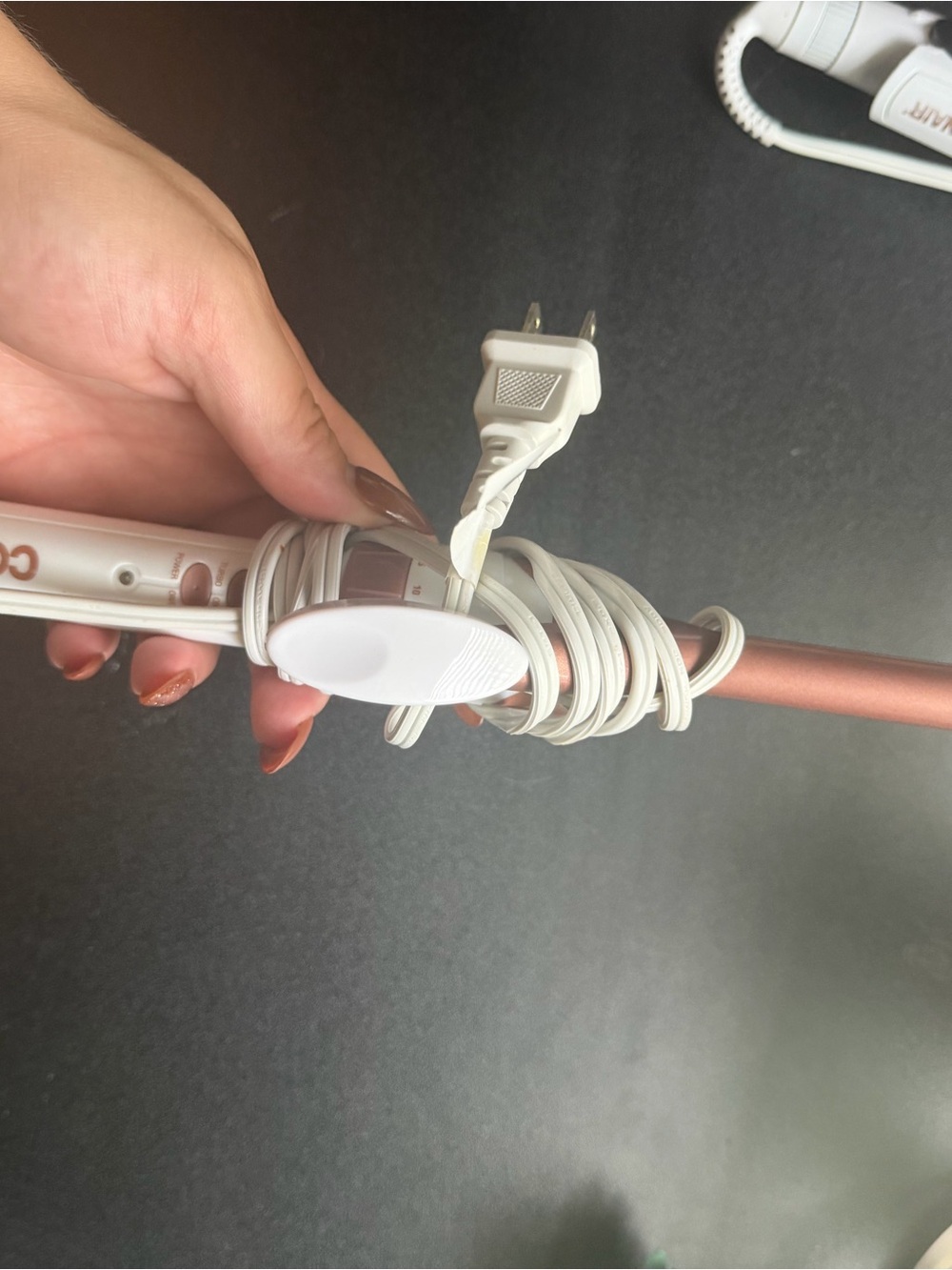 White and Rose Gold Hair Styling Wand with Swivel Cord